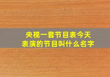 央视一套节目表今天表演的节目叫什么名字