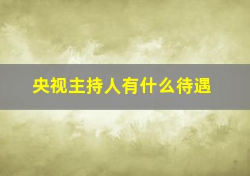 央视主持人有什么待遇