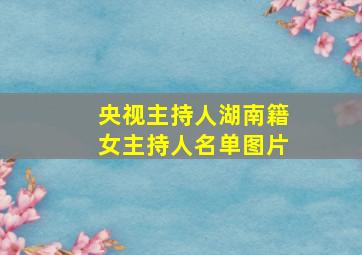 央视主持人湖南籍女主持人名单图片