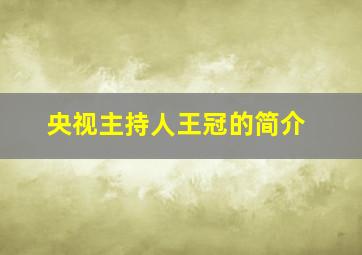 央视主持人王冠的简介