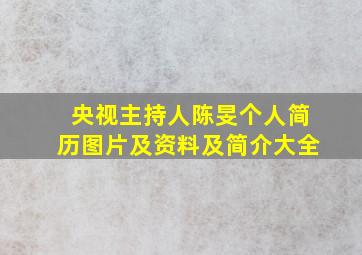 央视主持人陈旻个人简历图片及资料及简介大全