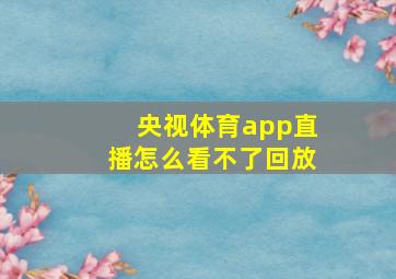 央视体育app直播怎么看不了回放