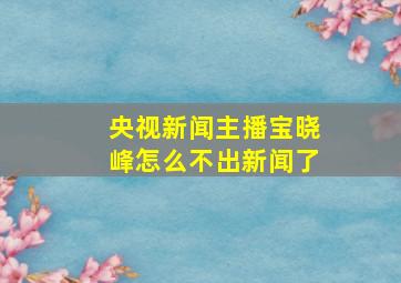 央视新闻主播宝晓峰怎么不出新闻了