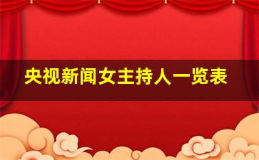 央视新闻女主持人一览表