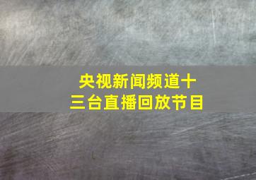 央视新闻频道十三台直播回放节目