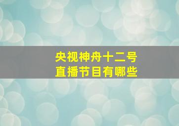 央视神舟十二号直播节目有哪些