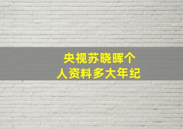 央视苏晓晖个人资料多大年纪