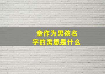 奎作为男孩名字的寓意是什么