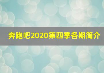 奔跑吧2020第四季各期简介