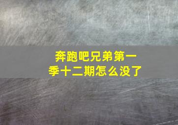 奔跑吧兄弟第一季十二期怎么没了