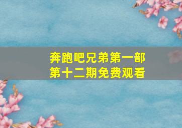 奔跑吧兄弟第一部第十二期免费观看