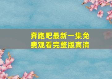 奔跑吧最新一集免费观看完整版高清