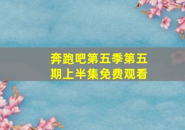 奔跑吧第五季第五期上半集免费观看