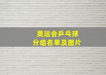 奥运会乒乓球分组名单及图片