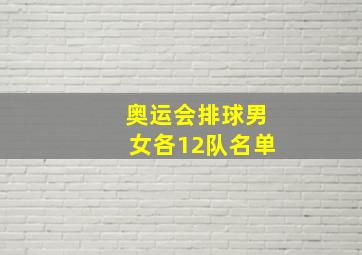 奥运会排球男女各12队名单