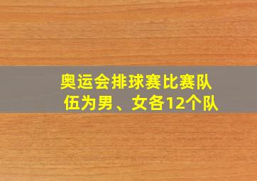 奥运会排球赛比赛队伍为男、女各12个队