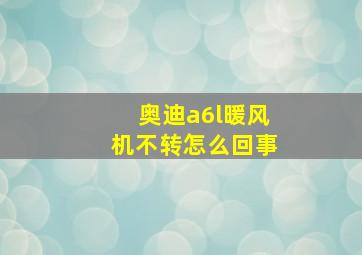 奥迪a6l暖风机不转怎么回事