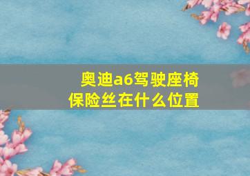 奥迪a6驾驶座椅保险丝在什么位置