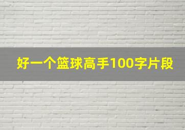 好一个篮球高手100字片段