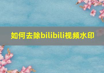 如何去除bilibili视频水印