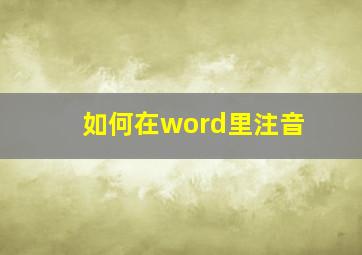 如何在word里注音