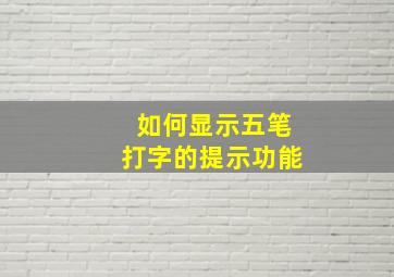 如何显示五笔打字的提示功能