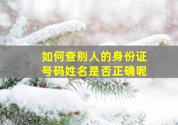 如何查别人的身份证号码姓名是否正确呢