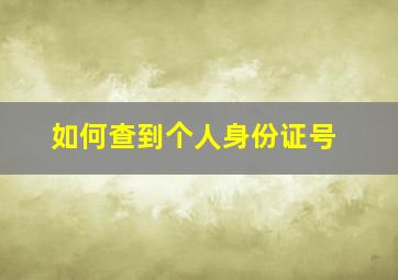 如何查到个人身份证号