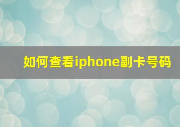 如何查看iphone副卡号码