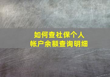 如何查社保个人帐户余额查询明细