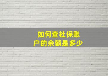 如何查社保账户的余额是多少