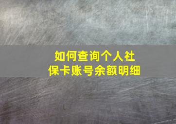 如何查询个人社保卡账号余额明细