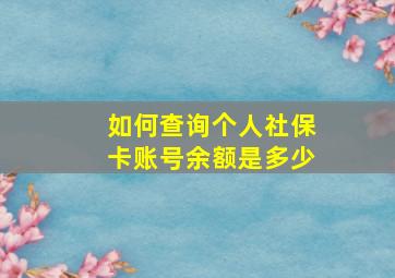 如何查询个人社保卡账号余额是多少