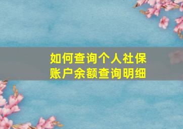 如何查询个人社保账户余额查询明细