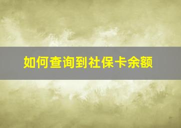 如何查询到社保卡余额