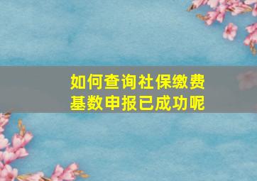 如何查询社保缴费基数申报已成功呢