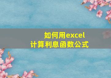 如何用excel计算利息函数公式