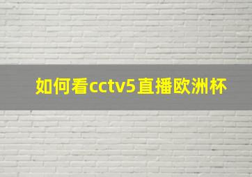 如何看cctv5直播欧洲杯