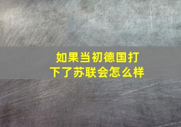 如果当初德国打下了苏联会怎么样