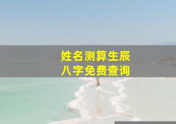 姓名测算生辰八字免费查询