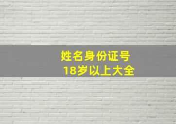 姓名身份证号18岁以上大全