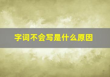 字词不会写是什么原因