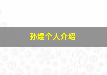 孙煜个人介绍