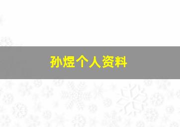 孙煜个人资料