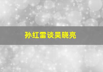 孙红雷谈吴晓亮