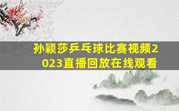 孙颖莎乒乓球比赛视频2023直播回放在线观看