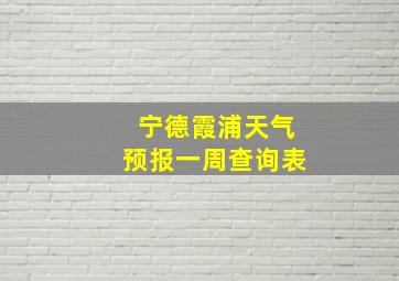 宁德霞浦天气预报一周查询表