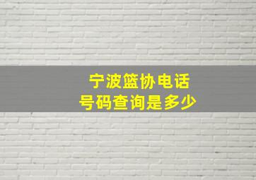 宁波篮协电话号码查询是多少