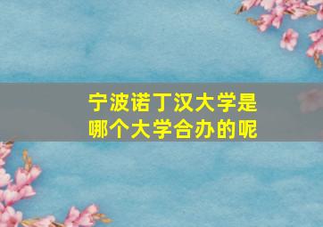 宁波诺丁汉大学是哪个大学合办的呢