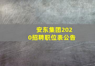 安东集团2020招聘职位表公告